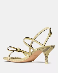 Loop Snakeskin Kitten Heel Sandals