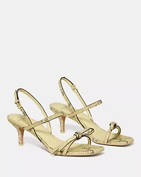 Loop Snakeskin Kitten Heel Sandals