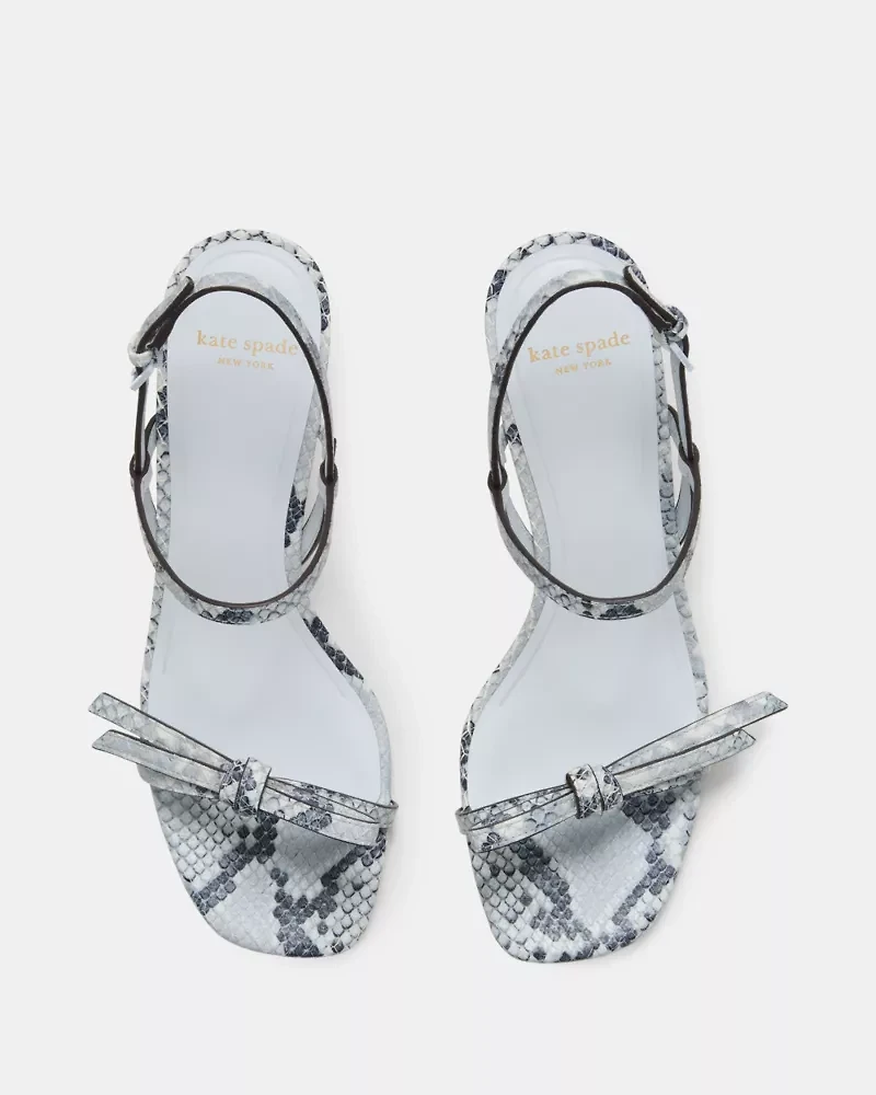 Loop Snakeskin Kitten Heel Sandals