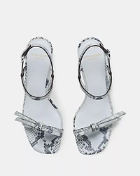 Loop Snakeskin Kitten Heel Sandals