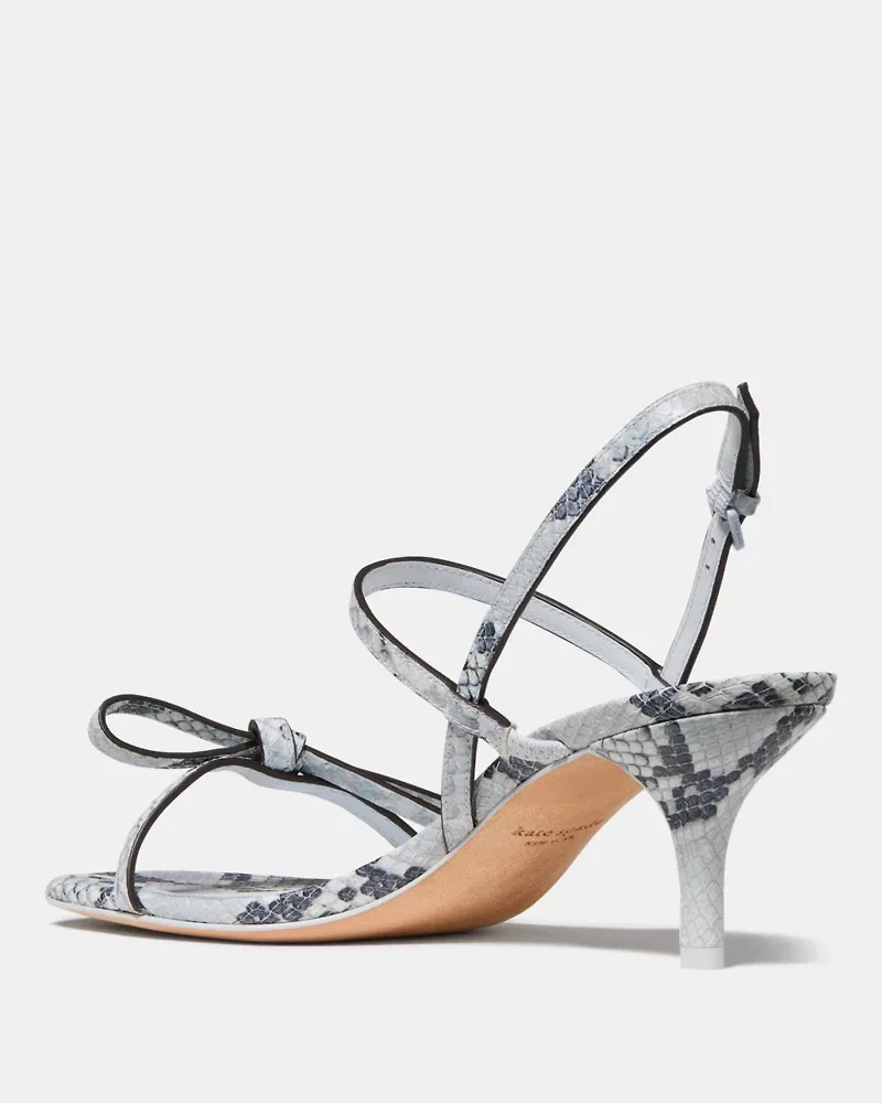 Loop Snakeskin Kitten Heel Sandals