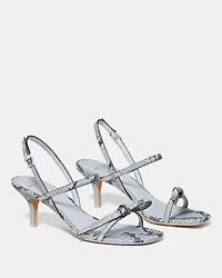 Loop Snakeskin Kitten Heel Sandals