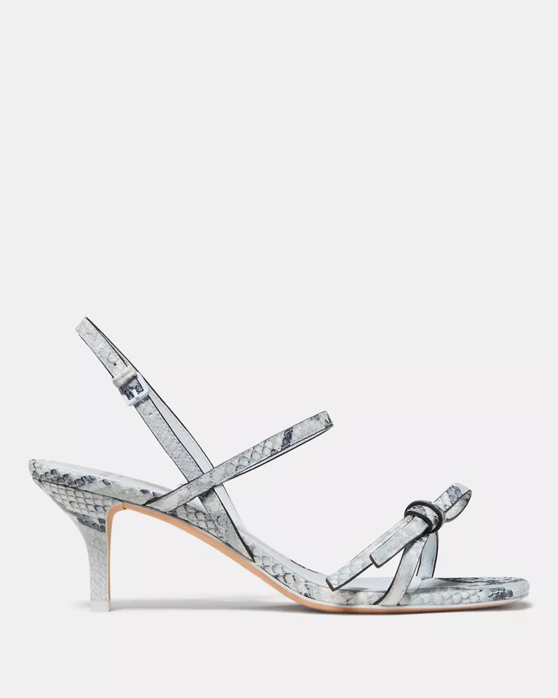Loop Snakeskin Kitten Heel Sandals