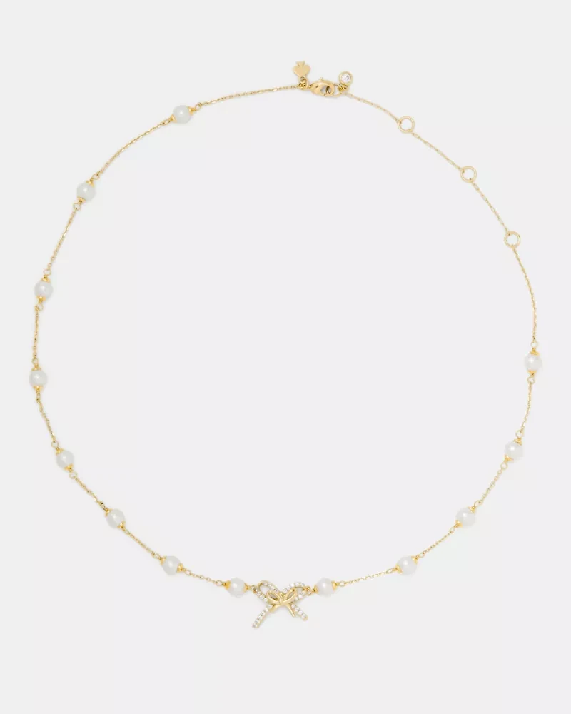 Girlie Pearlie Pearl Bow Scatter Necklace