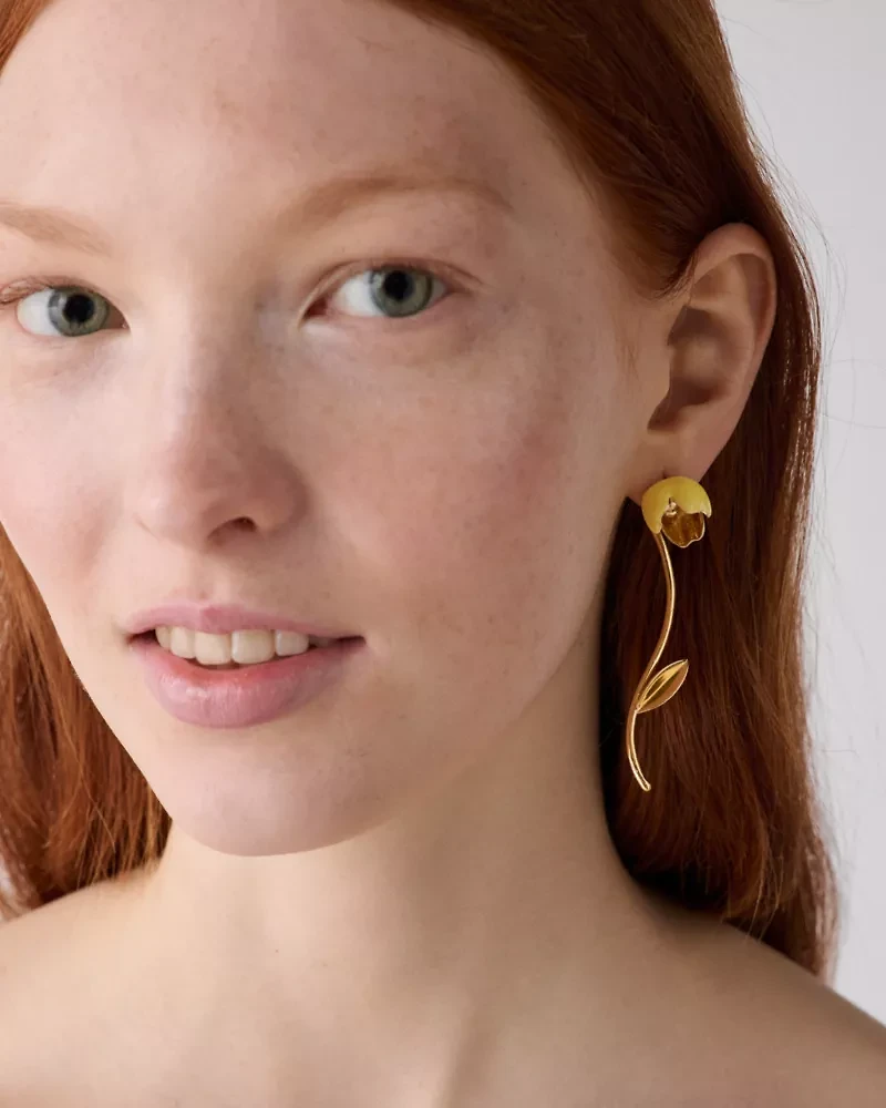 Golden Bloom Floral Statement Earrings