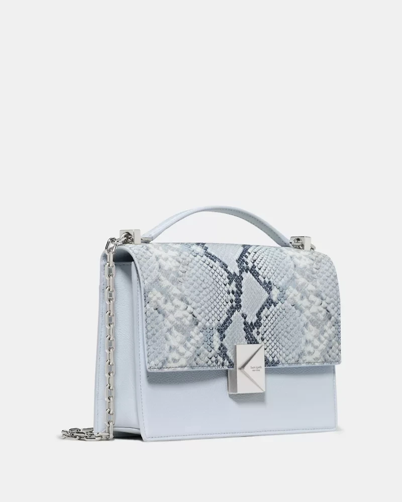 Deco Snake Embossed Chain Shoulder Bag