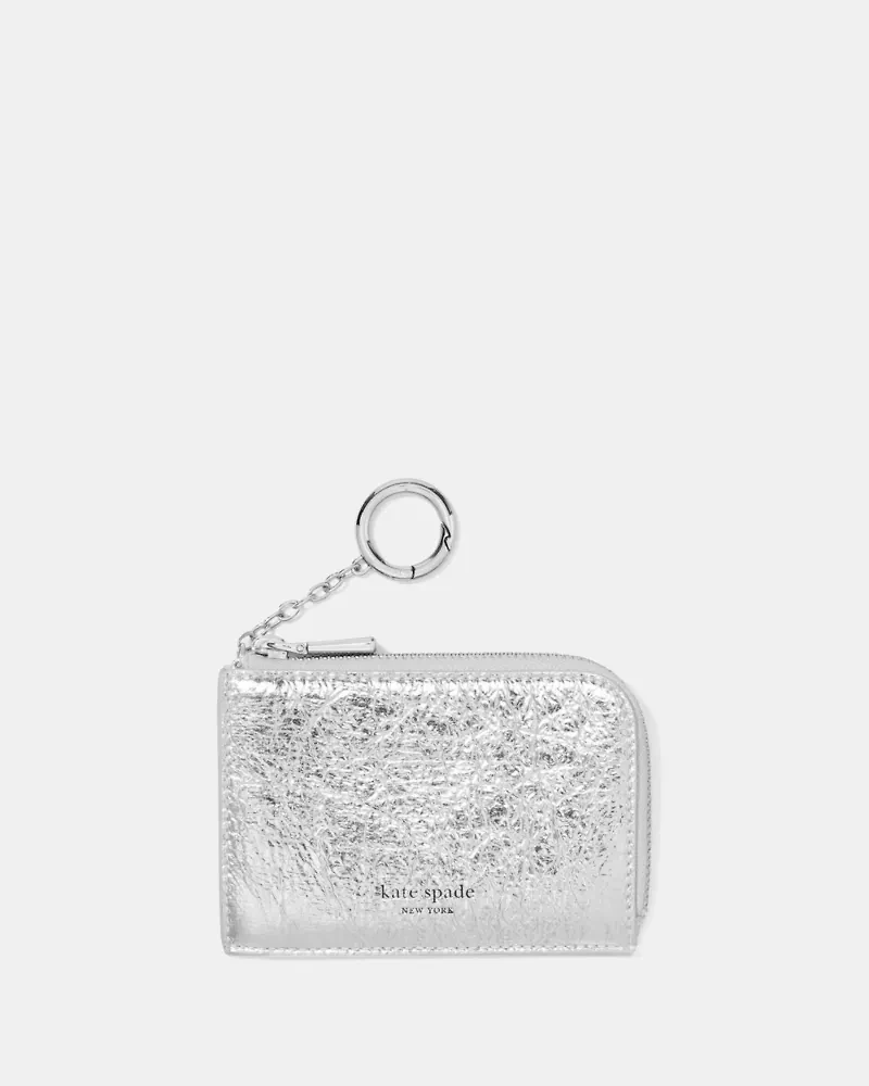 Crinkle Metallic Mini Zip Card Case