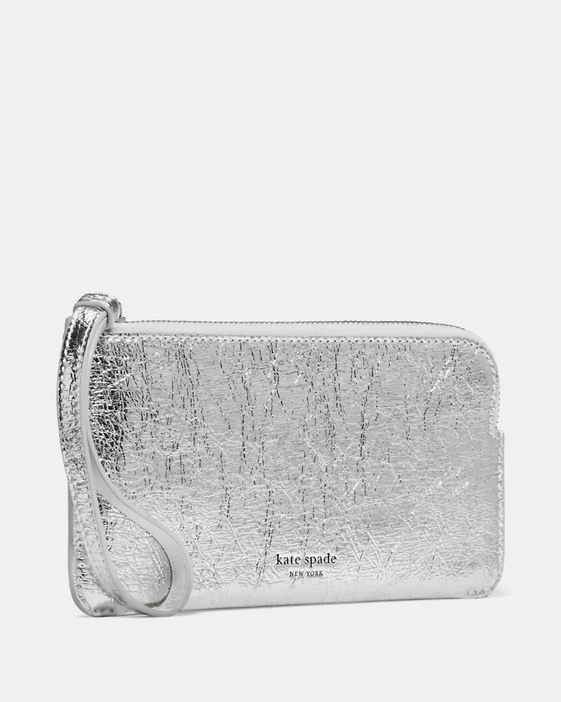 Zippy Crinkle Metallic Wristlet