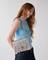 Deco Crinkle Metallic Chain Shoulder Bag