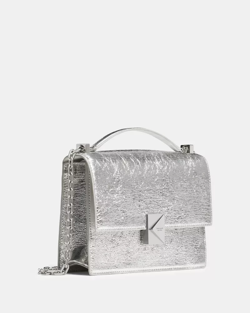 Deco Crinkle Metallic Chain Shoulder Bag