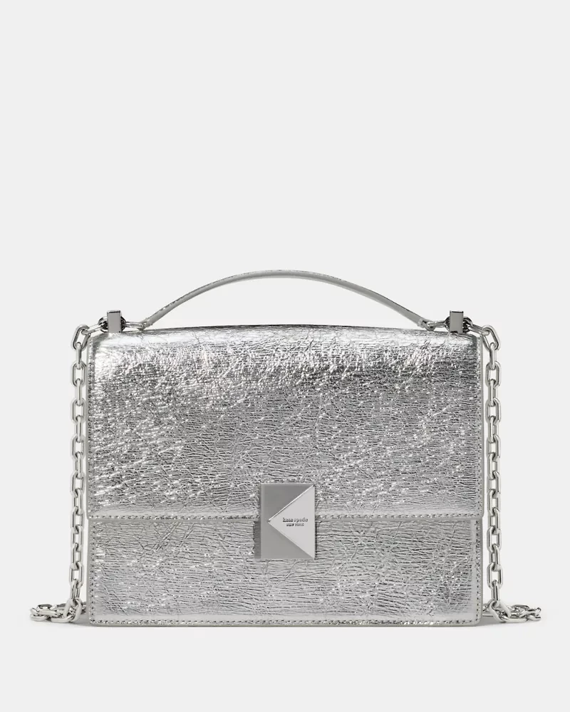 Deco Crinkle Metallic Chain Shoulder Bag