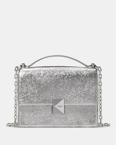 Deco Crinkle Metallic Chain Shoulder Bag