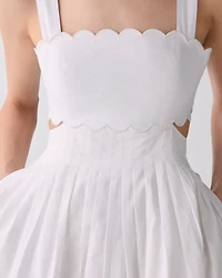 Scallop Open Back Midi Dress