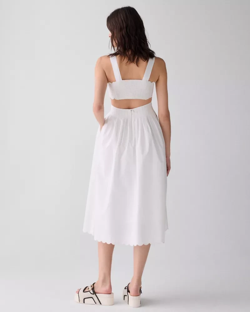 Scallop Open Back Midi Dress