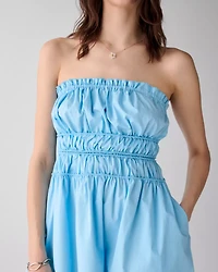 Smocked Strapless Midi Dress