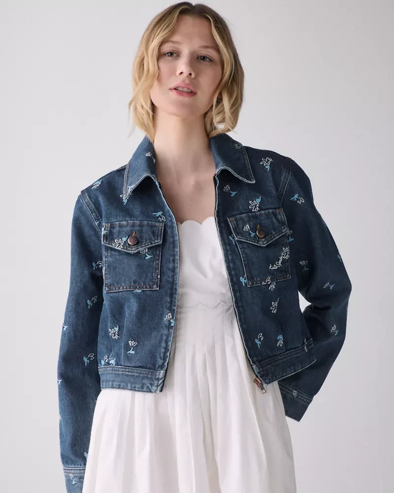 Vibrant Buds Embroidered Denim Jacket