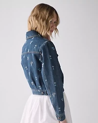 Vibrant Buds Embroidered Denim Jacket