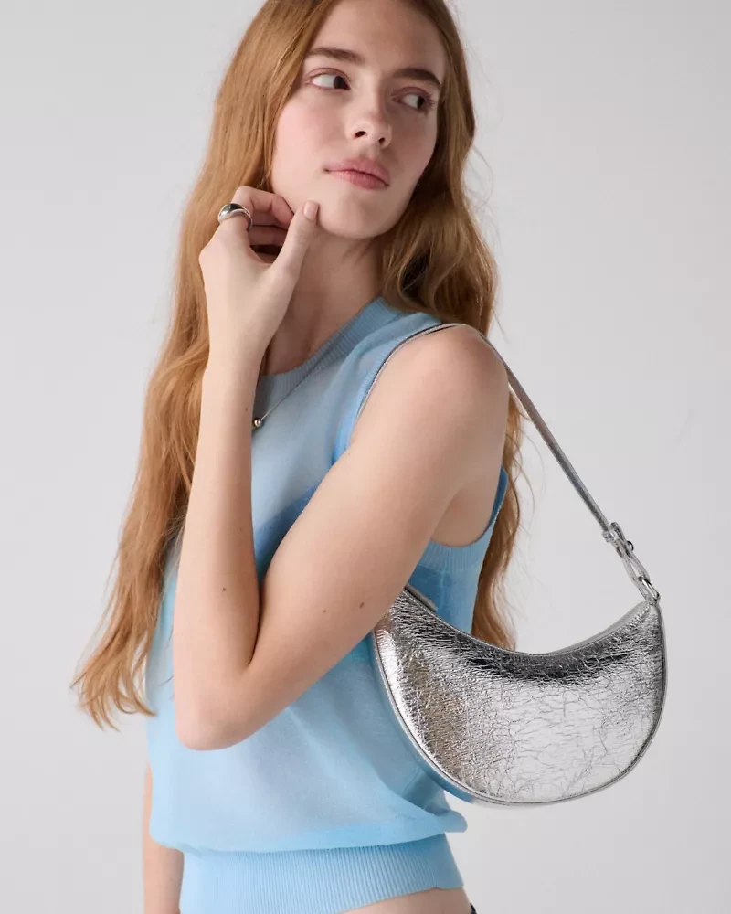Duo Crinkle Metallic Mini Shoulder