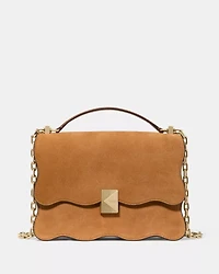 Deco Wavy Suede Chain Shoulder Bag