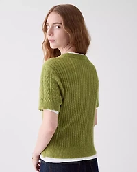 Pointelle Short Sleeve Sweater