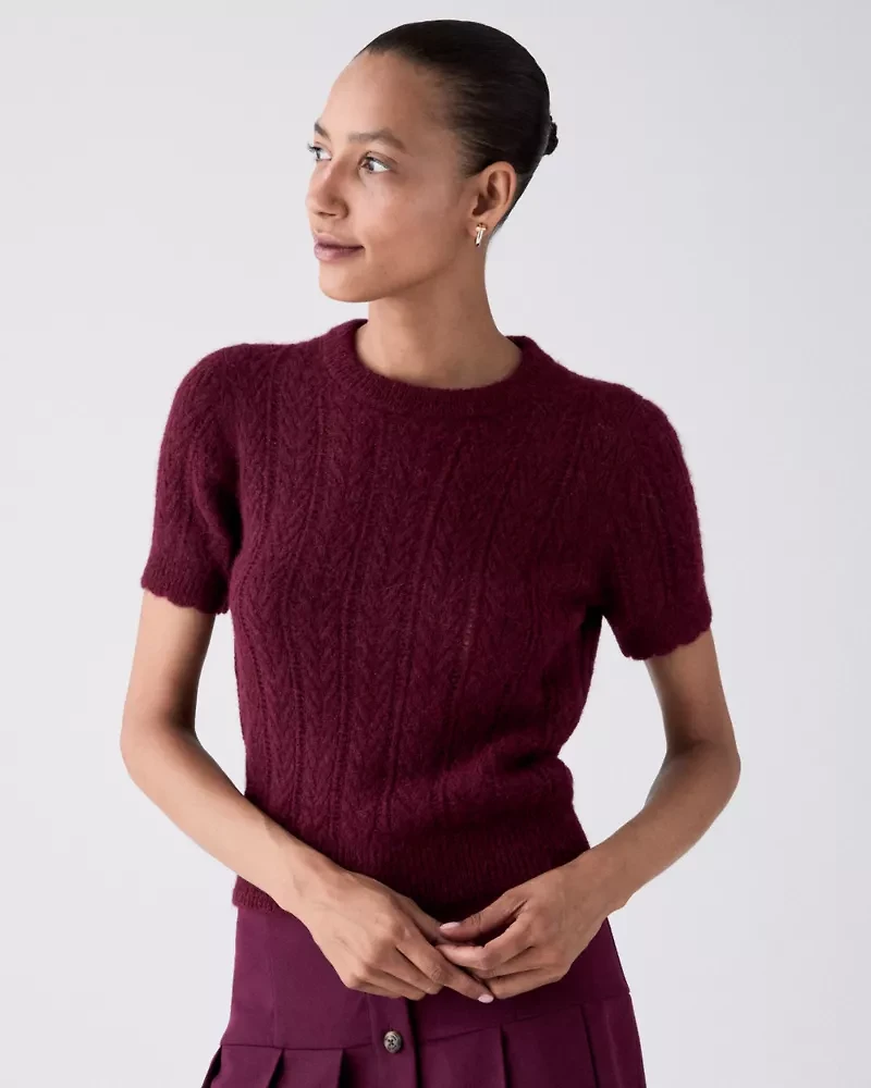 Pointelle Short Sleeve Sweater