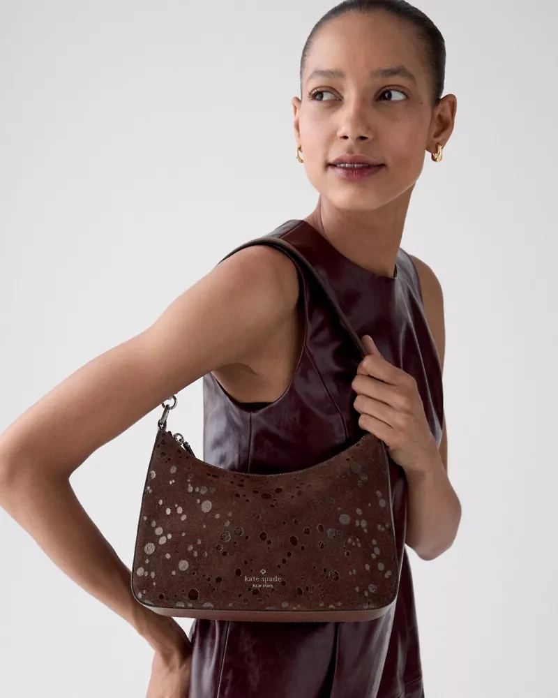 Margot Suede Dots Medium Shoulder Bag
