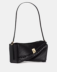 Deco Pleated Twisted Flap Shoulder Bag