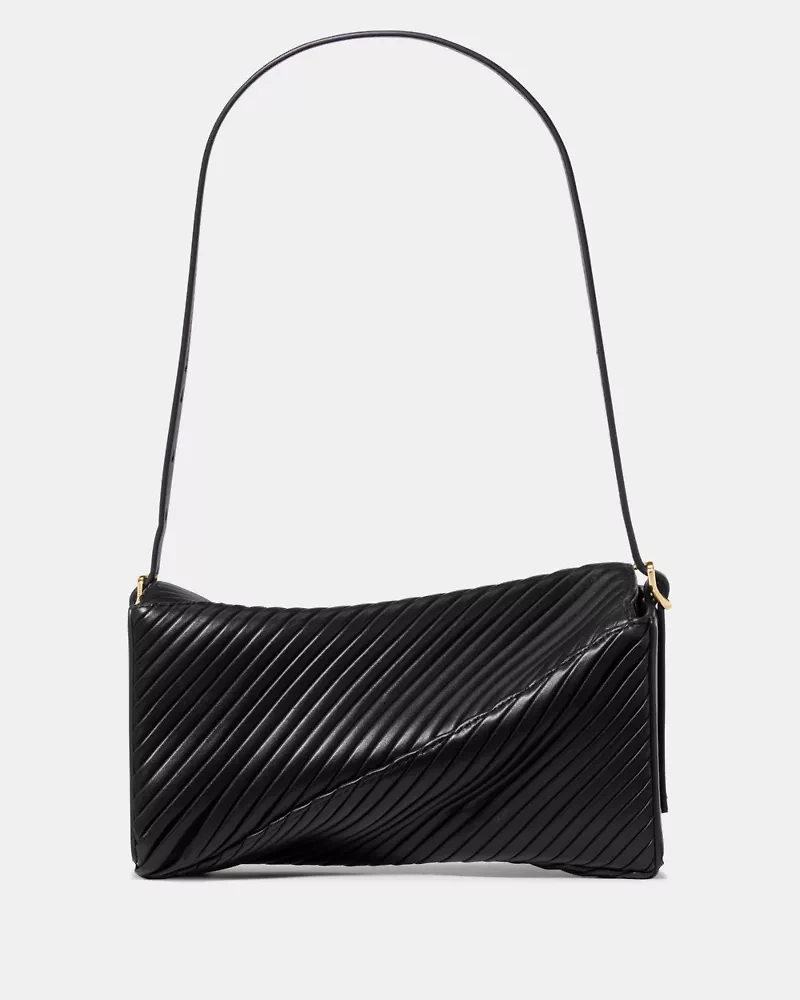 Deco Pleated Twisted Flap Shoulder Bag