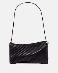 Deco Pleated Twisted Flap Shoulder Bag