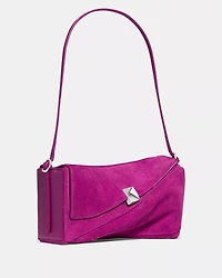 Deco Suede Twisted Flap Shoulder Bag