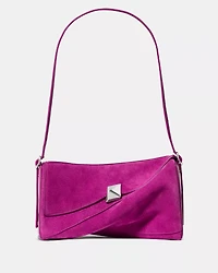 Deco Suede Twisted Flap Shoulder Bag