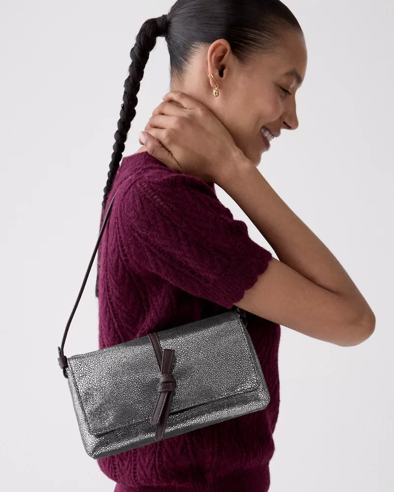 Loop Metallic Dot Suede Small Flap Shoulder Bag