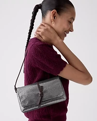 Loop Metallic Dot Suede Small Flap Shoulder Bag