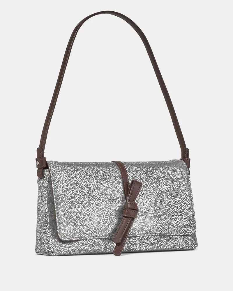 Loop Metallic Dot Suede Small Flap Shoulder Bag