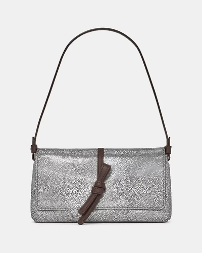 Loop Metallic Dot Suede Small Flap Shoulder Bag