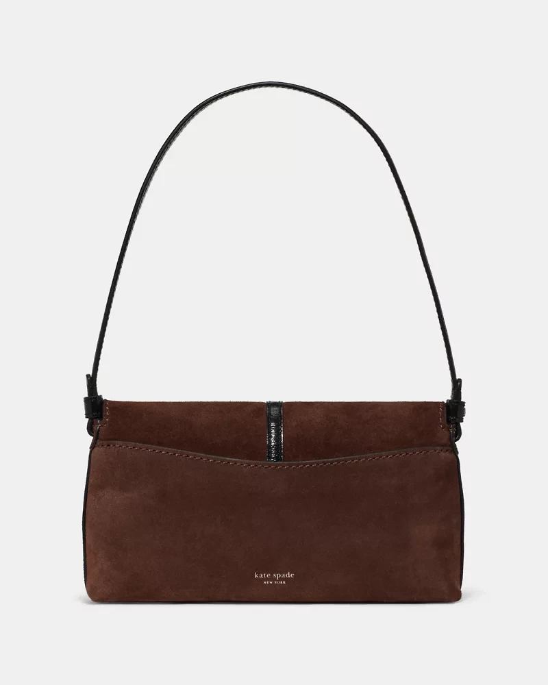 Loop Suede And Shiny Leather Small Flap Shoulder Bag
