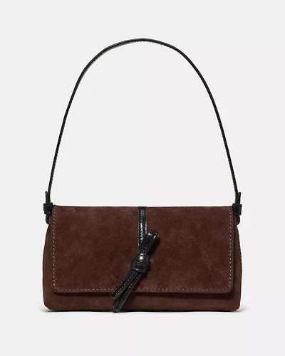 Loop Suede And Shiny Leather Small Flap Shoulder Bag