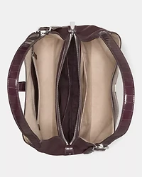 Deco Croc Embossed Large Shoulder Bag