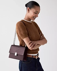 Deco Croc Embossed Chain Shoulder Bag
