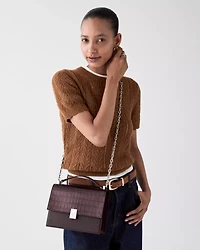 Deco Croc Embossed Chain Shoulder Bag