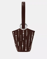 Halo Embellished Suede Mini Bucket Bag