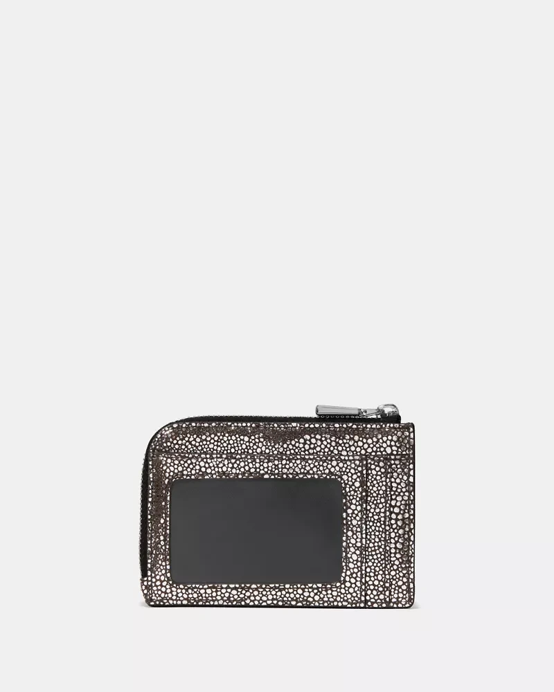 Metallic Dot Suede Mini Zip Card Case