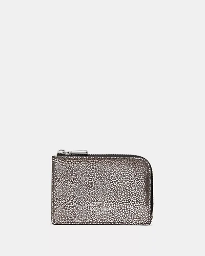 Metallic Dot Suede Mini Zip Card Case