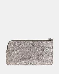 Zippy Metallic Dot Suede Wristlet