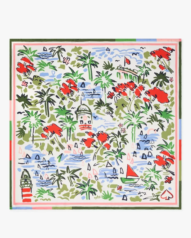 Coastal Scene Silk Square Scarf