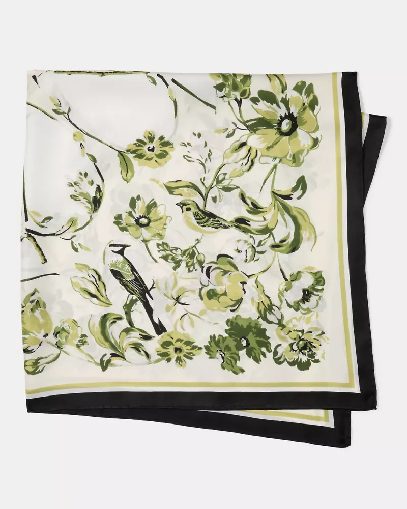 Floral Toile Silk Square Scarf