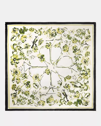 Floral Toile Silk Square Scarf