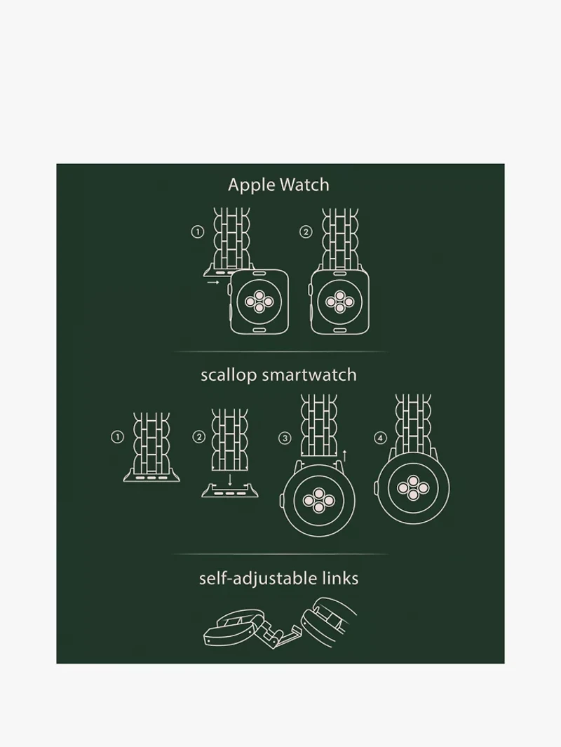 Scallop Link Stainless Steel Bracelet 38/40mm Band For Apple Watch