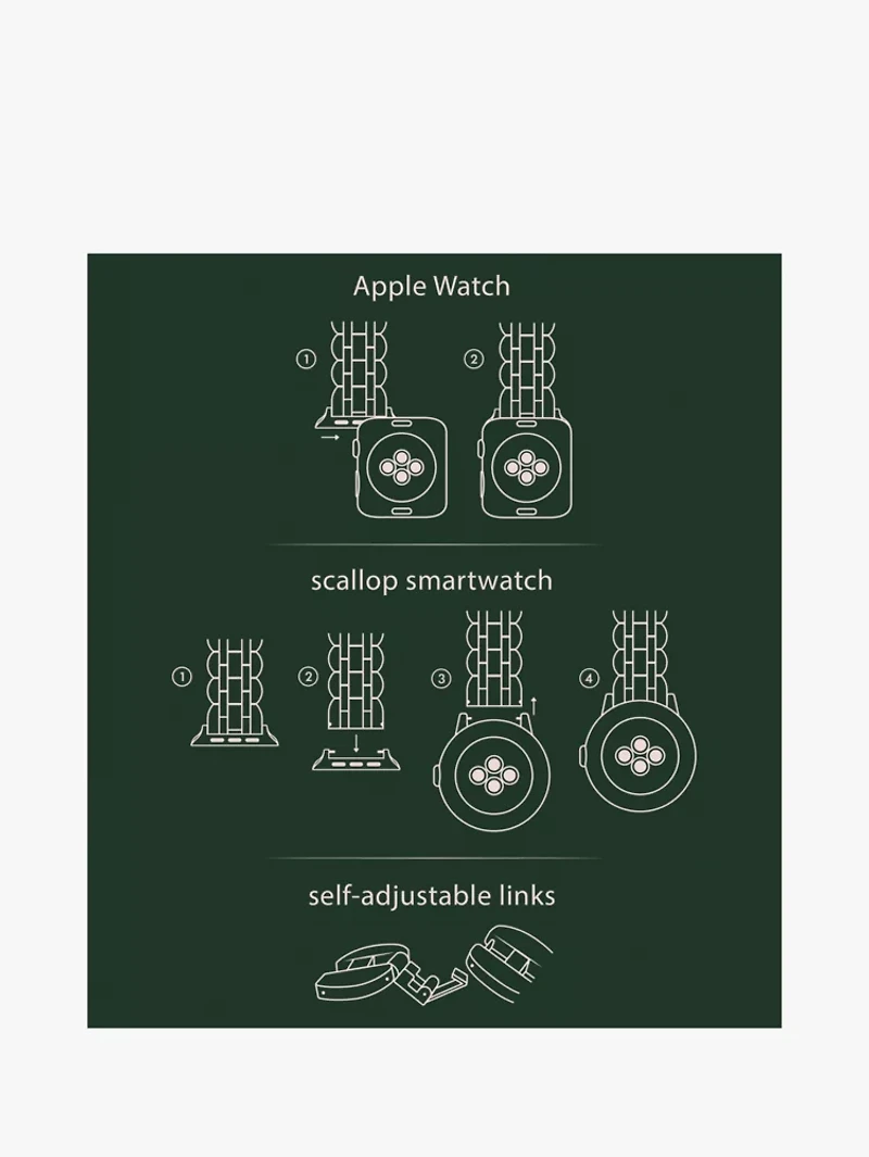 Scallop Link Stainless Steel Bracelet 38/40mm Band For Apple Watch®