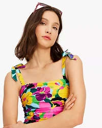 Orchid Bloom Bow Shoulder Tie One Piece